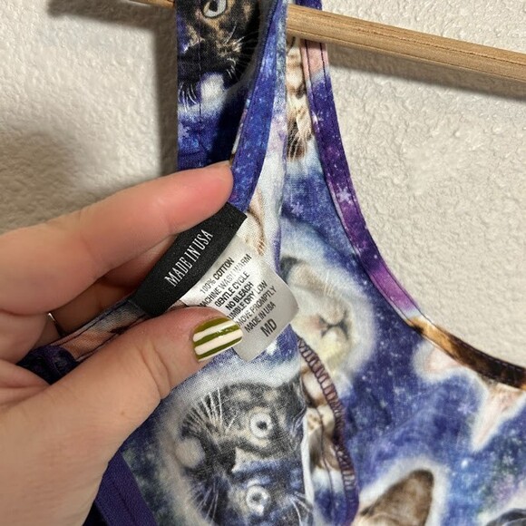 Retrolicious Dress M Space Cat Galaxy Black Purple Rockabilly Mod Hot Topic - Picture 9 of 9